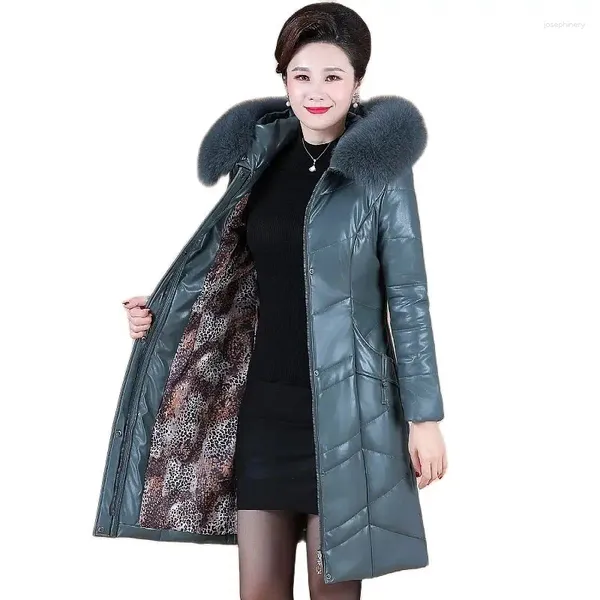 In Pelle da donna 2023 di Inverno Dell'unità di Elaborazione Parka Delle Donne Imbottiture Giacca di Cotone Collo di Pelliccia Cappotto Femminile Addensare Caldo Mid Lungo Giubbotti Magliette e camicette 8XL