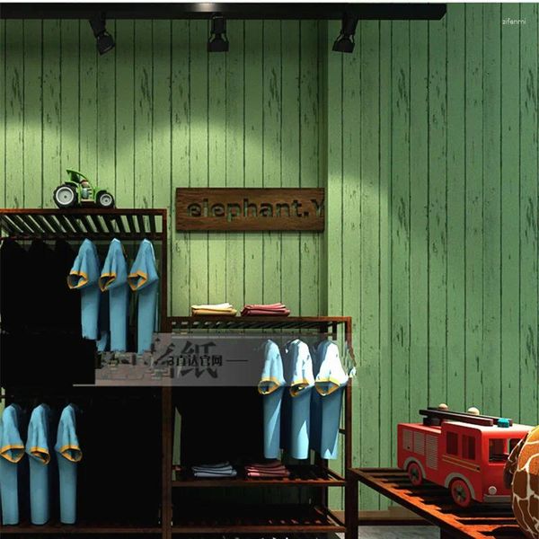 Duvar Kağıtları Üst düzey yeşil Serisi Amerikan Retro Tarzı Lüks Ahşap Doku Giysiye Dükkanı Restoran ve Yatak Odası Duvar Kağıdı