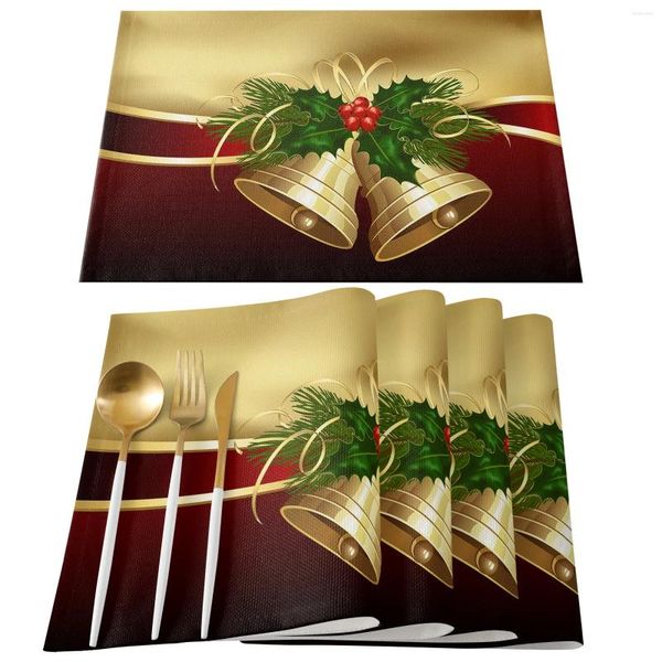 Tapetes de mesa Sinos de Natal Tapete Feriado Cozinha Jantar Decoração Placemat Festa de Casamento Guardanapo