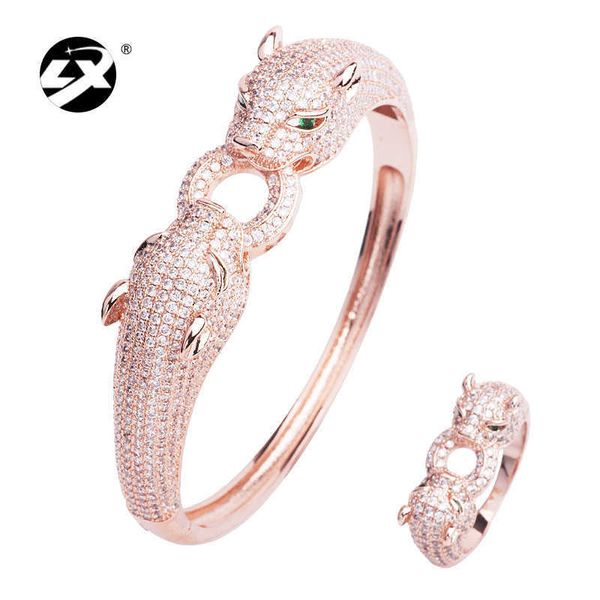 Дизайнерский браслет artier для женщин и мужчин, креативный браслет с двойным леопардовым принтом и бриллиантами, кольцо в индивидуальном модном стиле, женский большой браслет с оригинальной коробкой