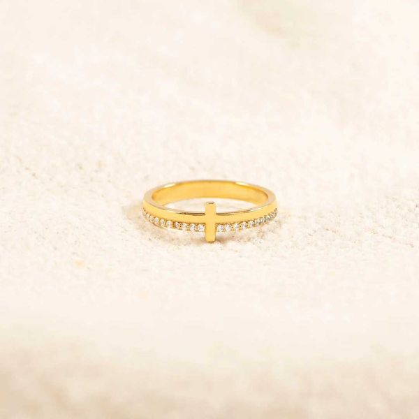 Лидер продаж, индивидуальное кольцо с крестом из стерлингового серебра S925 для женщин, простой и модный стиль Ins Food