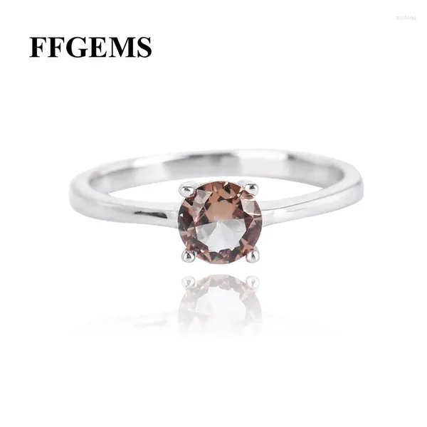 Anéis de Cluster FFGems Simples Zultanite Genuíno 925 Sterling Silver Criado Diásporo Mudança de Cor para Mulheres Festa de Casamento Jóias Finas