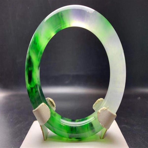 100% Real Myanmar Jade verde esmeralda pulseiras de jade rodada pulseira de jade pulseiras de jadeíte jóias190F