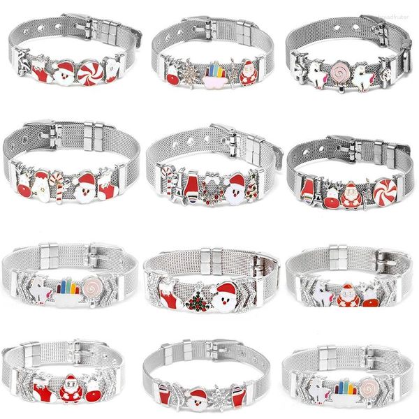 Link pulseiras moda árvore de natal contas malha aço inoxidável relógio cinto para mulheres qualidade europa marcas cinta charme pulseira presente