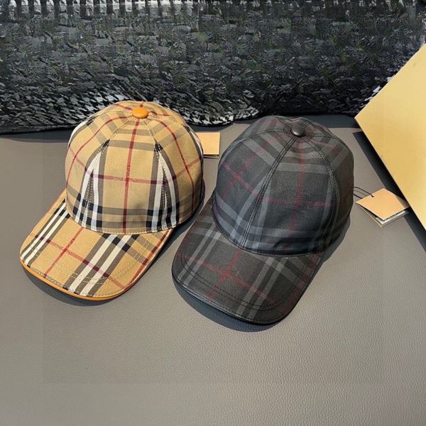 Marka Lüks Beyzbol Kapağı Yeni Erkekler Kadınlar Klasik Ekose Tuval Cowhide Ball Ball Cap