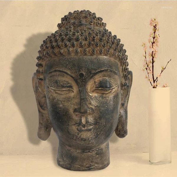 Figurine decorative Thailandia Buddismo Testa di Buddha Sud-est asiatico El Soggiorno Arredamento per la casa Decorazione Statua buddista Artigianato-