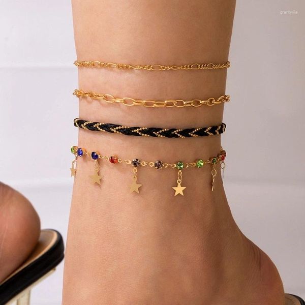 Charme Pulseiras Boho-Grânulos Cadeia Colorido Gold-Star Pulseira Jóias Para Verão Praia Pulseira Dia Dos Namorados Menina