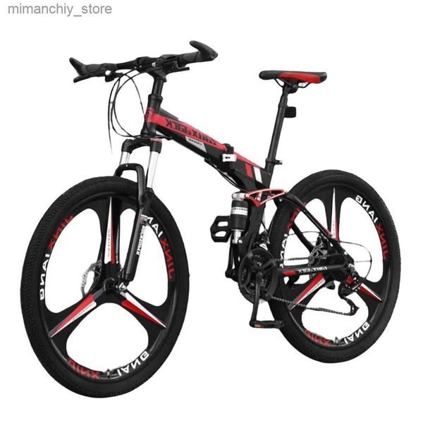 Bisikletler 24/26 inç dağ bisikleti Off Road Bisiklet Katlanır Açık Hava Spor Yetişkin Çift Disk Fren Değişken Hız Q231030