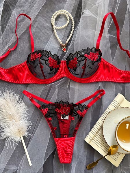 Ausgefallenes Dessous-Set mit floralem Spitzen-BH-Set Bilizna, luxuriöse, gut aussehende Unterwäsche, sexy erotische Fee, feine Spitze, exotische Sets