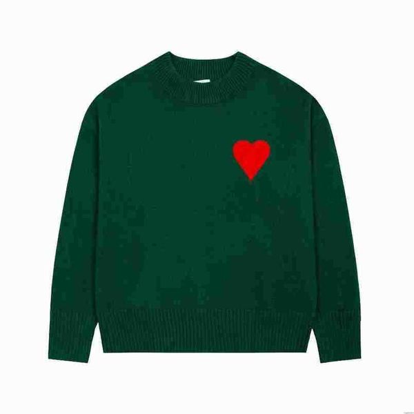 amiS AM I Amisweater lavorato a maglia Paris Fashion Sweater Mens Designer amishirt Ricamato Cuore rosso Tinta unita Big Love Girocollo Manica corta una T-shirt da uomo 1dox