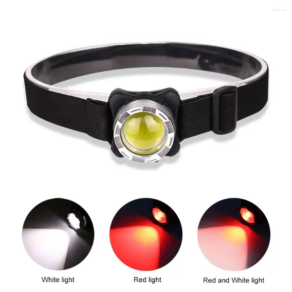 Stirnlampen COB-LED-Scheinwerfer USB wiederaufladbarer Scheinwerfer Wasserdichte Stirnlampe Weiß-Rot-Beleuchtung mit eingebauter Batterie