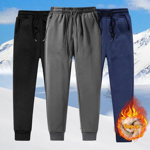 Мужские брюки M-6xl Мужские зимние флисовые спортивные штаны на подкладке Толстые термобрюки Повседневные спортивные бегуны Свободные теплые модные большие размеры