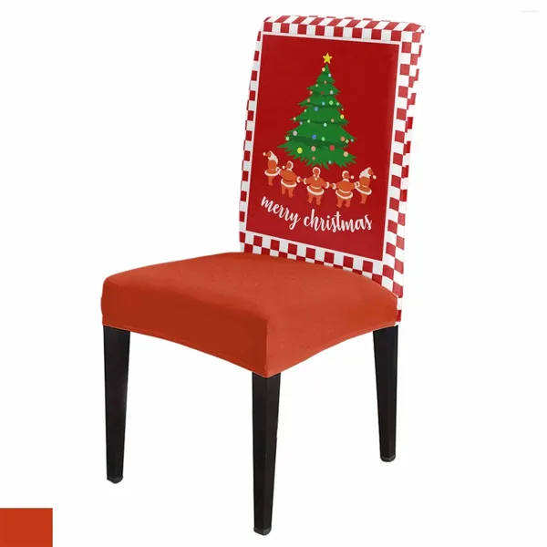 Sandalye Noel Noel Baba Ağacı Ekose Streç Kapağı 4pcs Elastik Koltuk Koruyucu Kılıf Slipcovers Yemek Odası Ev Dekorasyonu