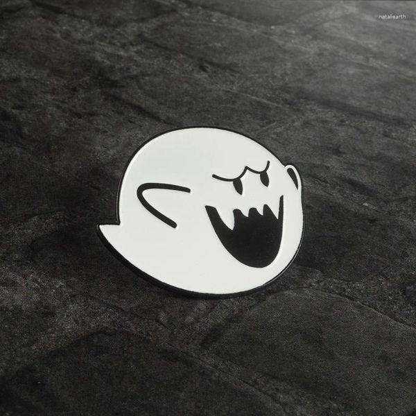 Broschen Super Boo Ghost Emaille Pin Videospiel Brosche für Frauen Männer Cartoon Revers Knopf Abzeichen Kleidung Hut Tasche Zubehör Schmuck