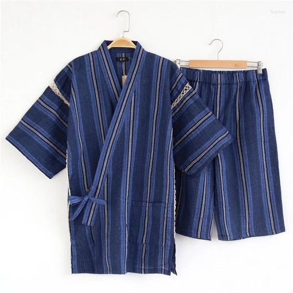 Ethnische Kleidung Herren Kimono Baumwolle Kurzarm Cardigan Home Set Hanfu Zen Plus Hypertrophie kann getragen werden