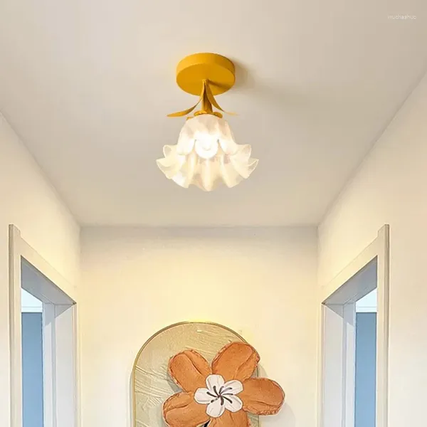 Luzes de teto lâmpada francesa simples varanda corredor quarto quente lâmpadas decorativas e lanternas flor modelagem luz