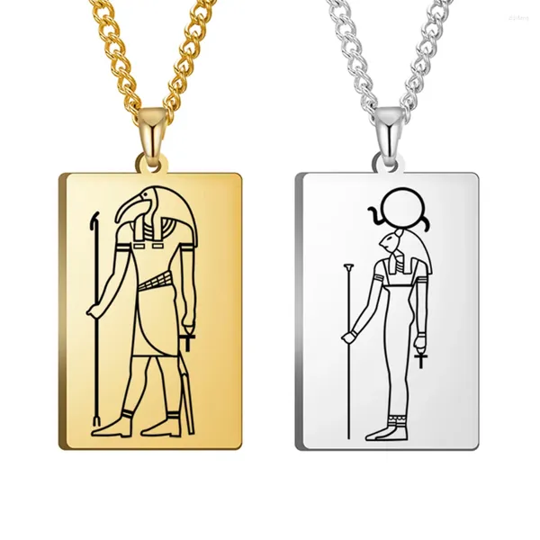 Colares Pingente Dawapara Antigo Deidade Egípcia Colar Deus Horus Anubis Deusa Isis Amuleto Jóias de Aço Inoxidável