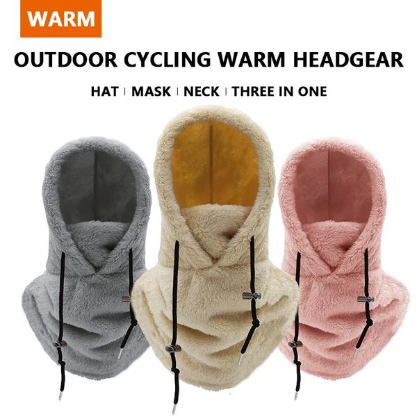 Cappellini da ciclismo Maschera Protezione invernale per le orecchie Cappello da equitazione Sport Antivento Resistente al freddo Copricollo ispessito Velluto artico Viso caldo Completo 231030