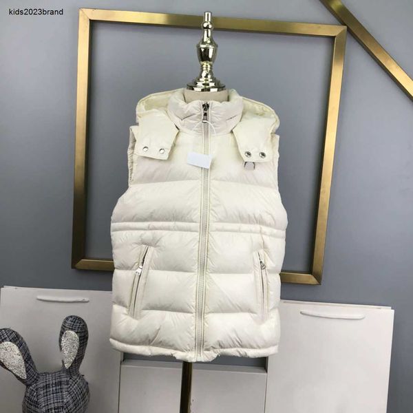 Nuovo piumino per bambini giacca senza maniche con cappuccio per bambini di alta qualità taglia 110-160 Gilet per bambini con decorazione logo sul petto Oct25