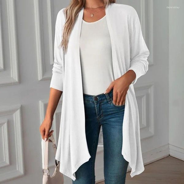 Malhas femininas vintage solto longo cardigan camisa 2023 outono manga feminina blusa elegante casaco de inverno sólido com decote em v roupas topos 28519