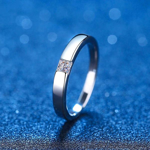 S925 Sterling Silber Ring Mo Sang Stein Herren und Damen Universal Luxus Prinzessin Quadratisch Einfach 30 Minuten Diamant