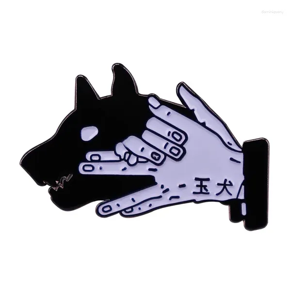 Броши Jujutsu Kaisen Divine Dog Hand Sign, эмалированные булавки, мультяшная фигурка Fushiguro Megumi, значок на лацкане, брошь