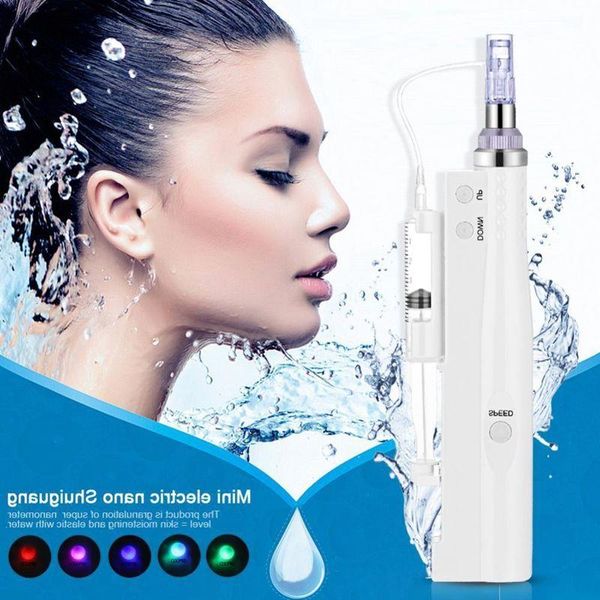 2 in 1 Mesoterapia Meso Gun Derma Pen MicroNeedle Therapy Vuoto Iniettore d'acqua Timbro Anti invecchiamento Cura della pelle del viso Macchina di bellezza DHL Ixmsl