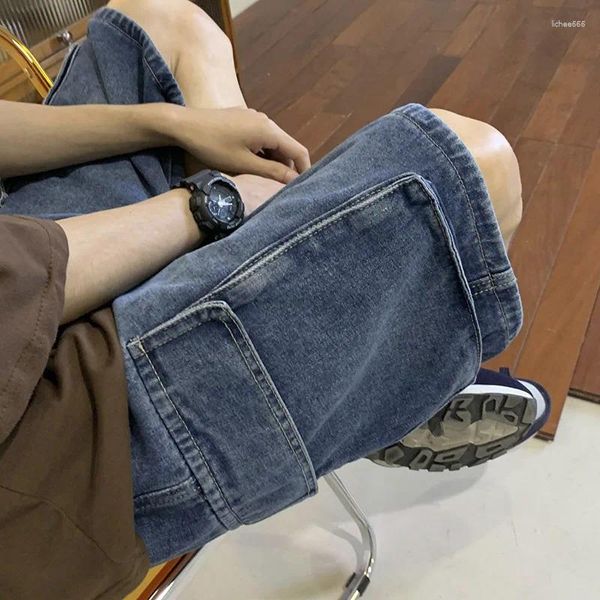 Jeans da uomo Abbigliamento da lavoro Pantaloncini di jeans Pantaloni estivi sottili e larghi a gamba larga Marchio di moda lavato casual americano