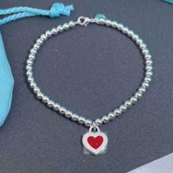 Catene Bracciali di lusso da donna Tiff Bangle Love Heart Smalto Ciondolo Catena a mano Donna Tiffanjewelry S925 Argento Girl Friend Handchains Bracciale Jepx