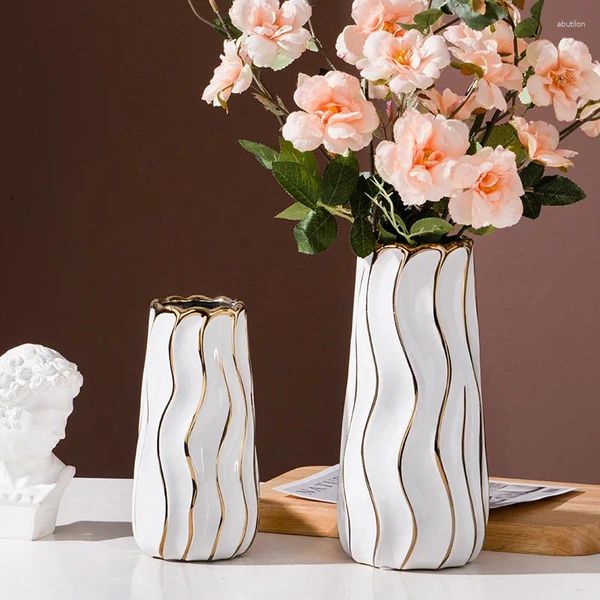 Vasos Moderno Minimalista Branco Cerâmica Sala de estar Estilo Nórdico Luxo Ikebana Vaso En Ceramique Decoração de Casa WZ50HP