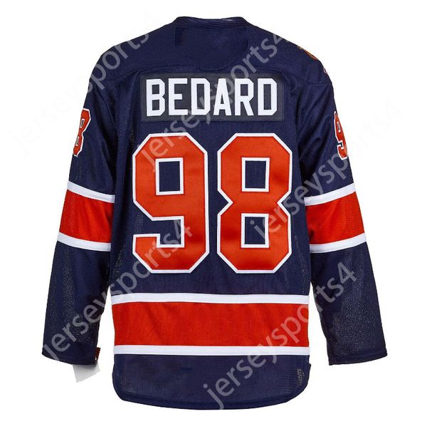 2023 Novas camisas de hóquei no gelo com costura superior no atacado 98 Connor Bedard