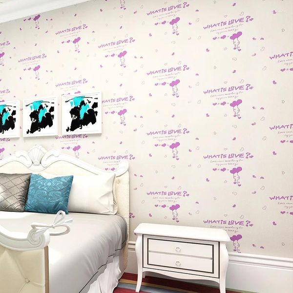 Wallpapers WELLYU Mported Environmentally Kinderzimmer Tapete Jungen und Mädchen rosa Buchstaben der Kinder' S