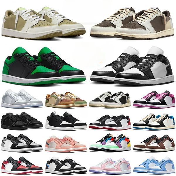 2024 Jumpman 1 Low Man Basquetebol Sapatos 1s Golf Olive Mocha Black Toe Wolf Grey Vintage Panda Pink Phantom Shadow Homens Mulheres Outdoor Sports Trainers Sapatilhas