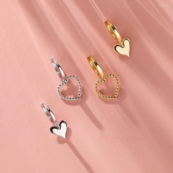 Серьги-гвоздики ITSMOS Heart Mini Hanging Huggie Deinty, позолоченные 14 К, маленький обруч Love, очаровательные ювелирные изделия, подарок для женщин