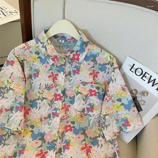 Damenblusen XEJ Koreanischer Stil Damenbekleidung Chiffonbluse für Jugendhemden Frau Sommer 2023 Strandhemd Kurzarm