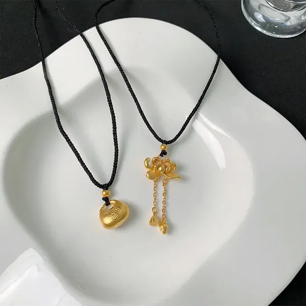 Colares de pingente feminino requintado cor de ouro flor colar romântico vintage estilo chinês jóias clássico charme acessórios