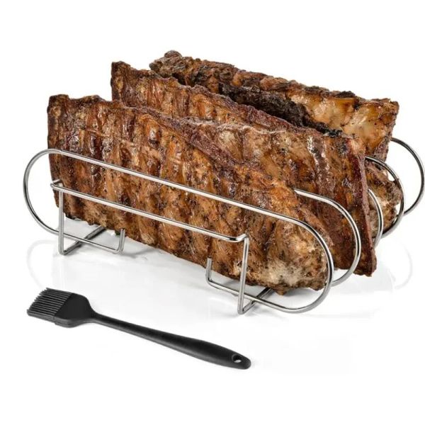 1pc Edelstahl BBQ Rack Leicht Zu Reinigen Lebensmittel Sicher Küche Utensilien Outdoor Camping Picknick Kochgeschirr BBQ Werkzeug Zubehör