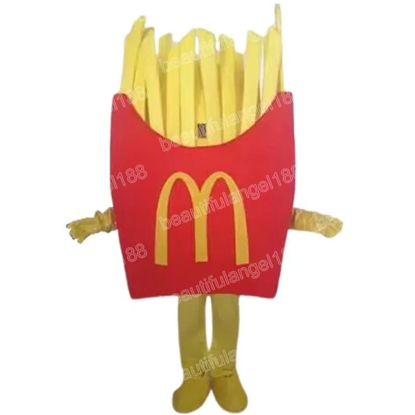 Costumi della mascotte delle patatine fritte di Halloween Personaggio a tema dei cartoni animati di alta qualità Carnevale Unisex Adulti Taglia Vestito Festa di Natale Vestito per uomo Donna