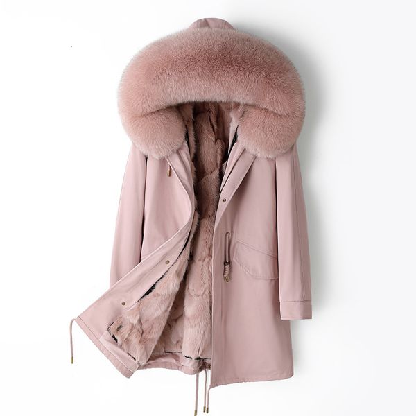 OFTBUY Impermeável Parka Real Casaco Natural Raccoon Fur Collar Hood Winter Jacket Mulheres Quente Outerwear Removível Novo 201212