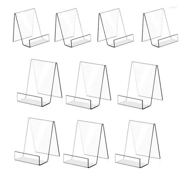 Quadros 10Pack Acrílico Book Stand Clear Display Cavalete Titular para exibir livros ilustrados (6Large 4Small)