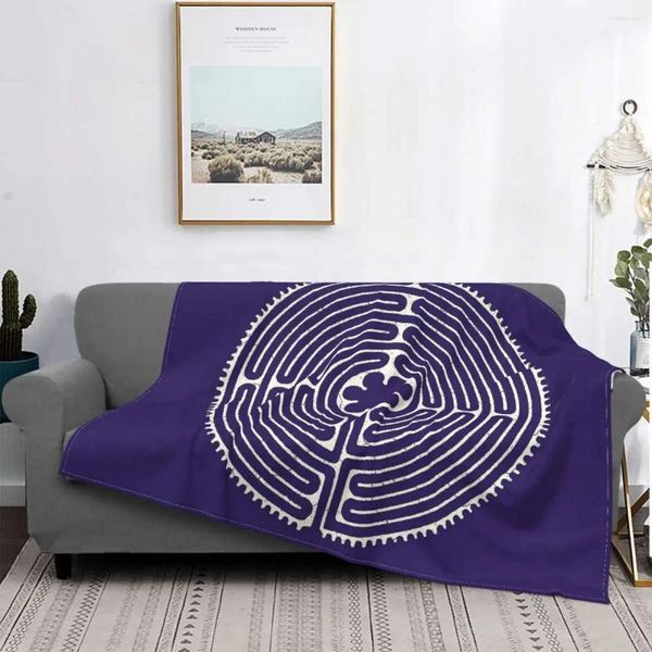 Decken Heilige Geometrie Symbol Chartres Labyrinth Überwurfdecke für Heimdekoration, dekorative Mikroflanell-Geschenke, Freund