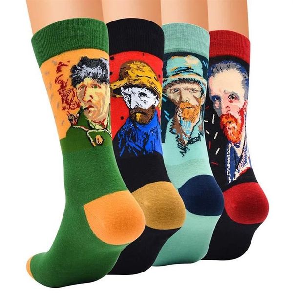 Herrensocken, 12 Paar, hochwertiges Design, Ölgemälde-Muster, Unisex, lustig, Damen, 3D-Retro-Kunst, lang, gekämmte Baumwolle, niedlich301x