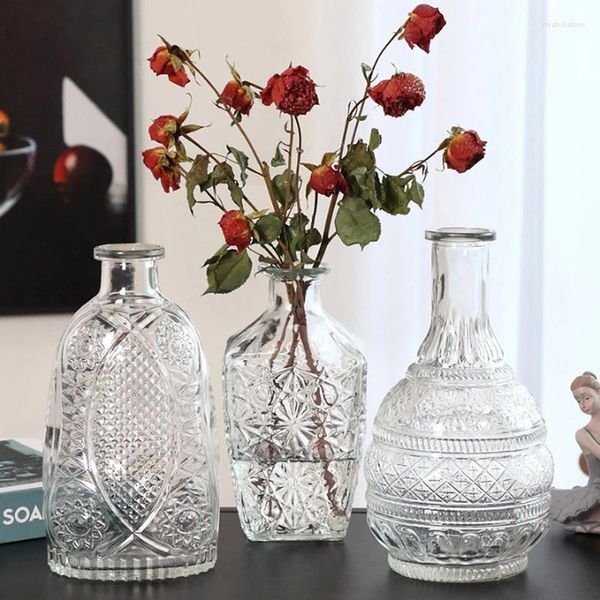 Vasos ideias arte vaso de vidro transparente florário gabinete decoração hidropônico arranjos de flores garrafa casa interior decoração de mesa