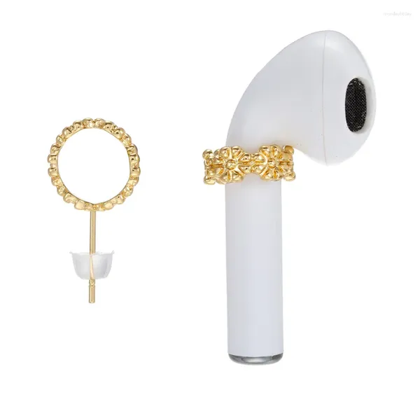 Orecchini a bottone donna fiore floreale anti caduta orecchino per cuffie wireless per Airpods S925 accessori per auricolari con ago gioielli per l'orecchio