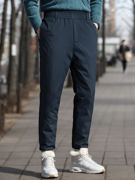 Pantaloni da uomo 90% piumino d'anatra bianco imbottito inverno caldo uomo fascia in vita pantaloni sportivi dritti pantaloni imbottiti termici spessi freddo neve 231027