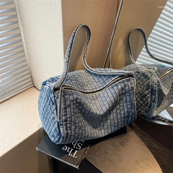 Abendtaschen Marke Designer Denim Plaid Quilted Damen Umhängetasche Lässige Umhängetasche Kissen Handtasche