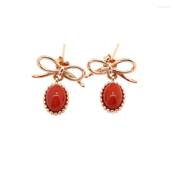 Stud Brincos Kjjeaxcmy Boutique Jóias 925 Sterling Silver Incrustado Natural Vermelho Coral Gemstone Feminino Suporte Detecção Exagerar Urp2