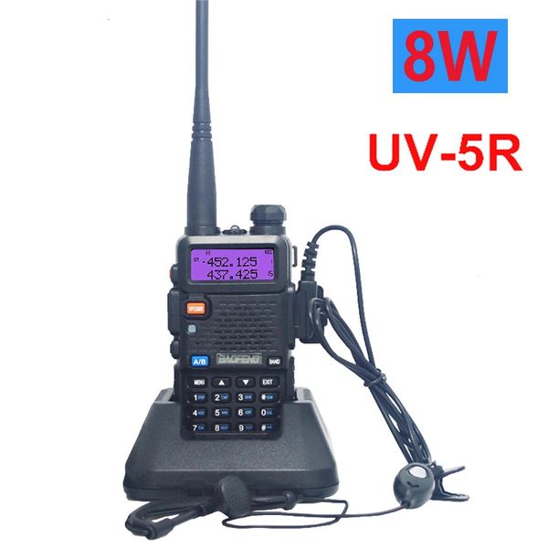 Walkie Talkie Baofeng UV5R 8 W, echte hohe Leistung, 8 Watt, leistungsstark, große Reichweite, 10 km, FM, Zwei-Wege-Radio, CB, tragbare UV5R-Jagdradios 231030