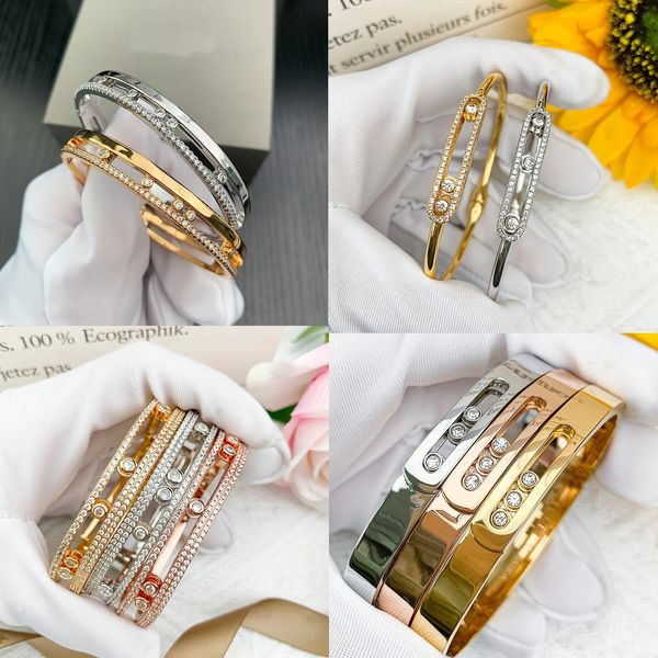 Bangle Luxury Lucky Perlen Zirkonia 18K Gold Geometrisches Armband Armreifen für Frau Liebe Hochzeitsgeschenk Bangel Schmuck Großhandel