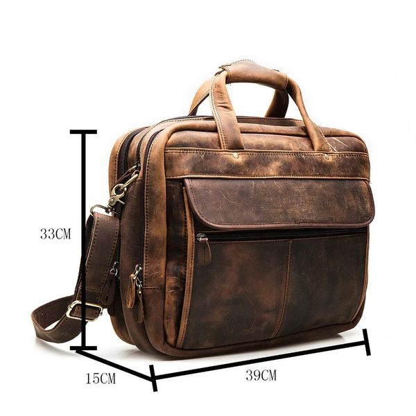 Pastas Homens Original Couro Moda Business Briefcase Messenger Bag Masculino Design Travel Laptop Document Case Tote Portfolio Bag 7146-D 231030